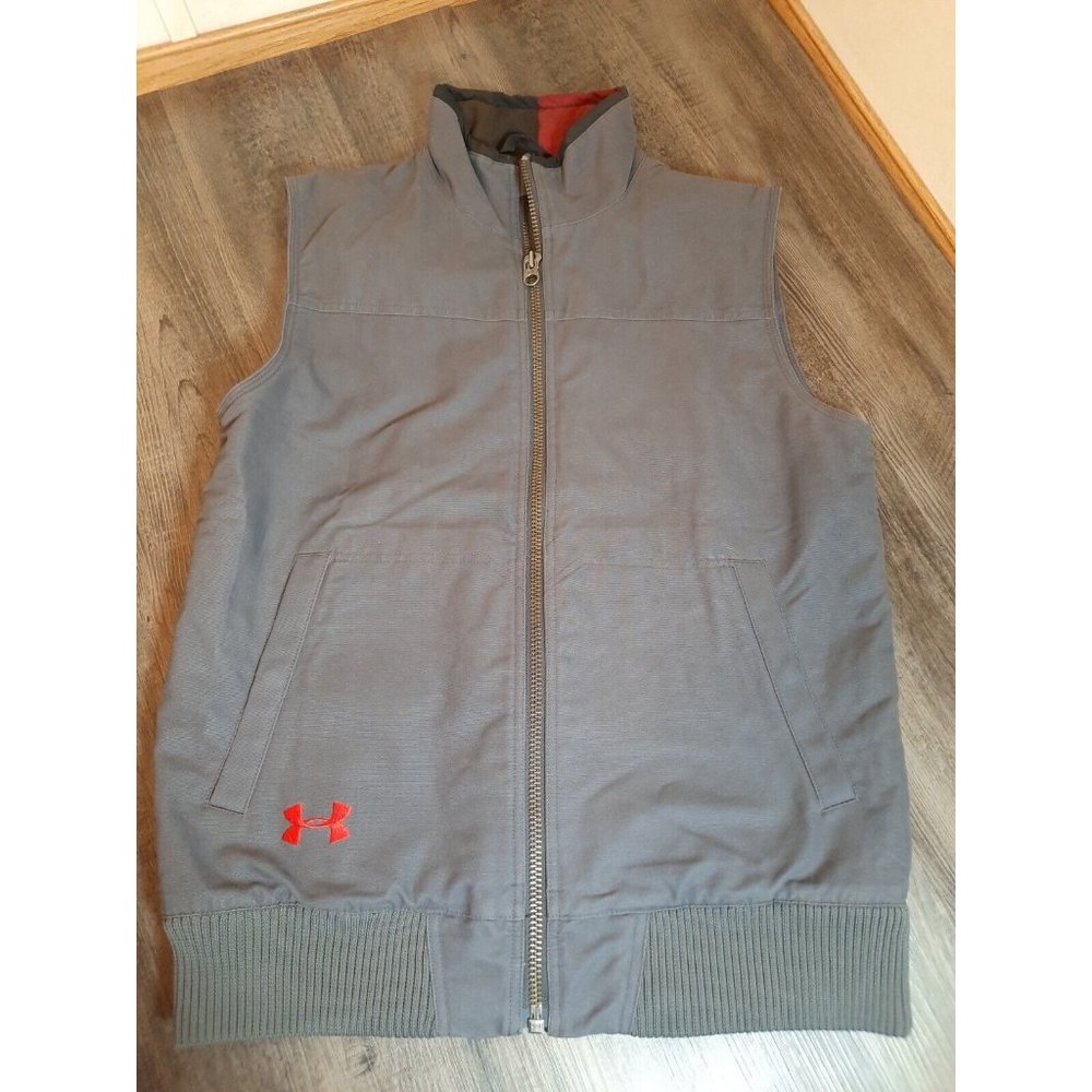 Under armour Vest Mens M gray Full Zip Pockets Field Hiking Camping